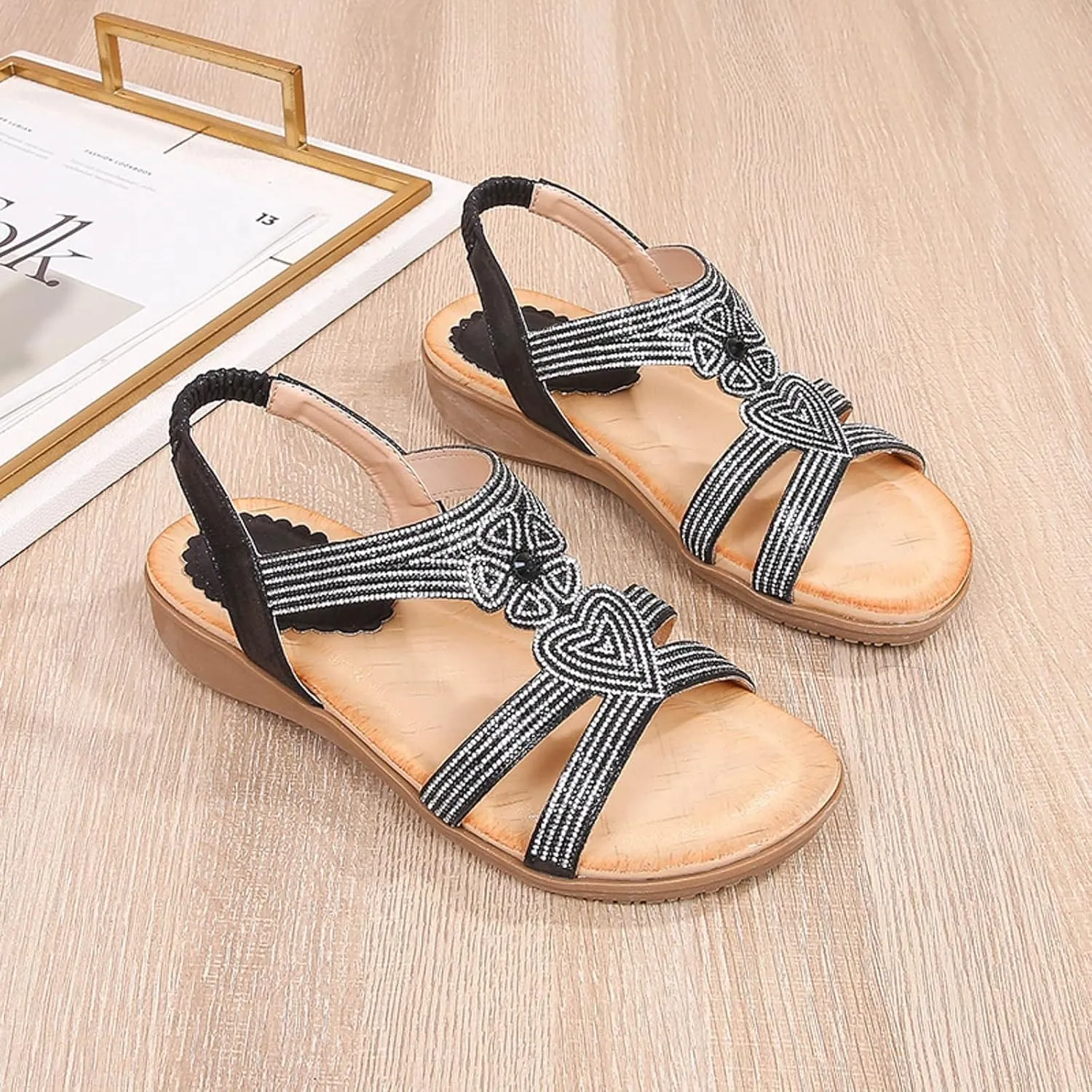 Womens Platform Sandals Women's Open Toe Ankle Strap Summer Casual Flatform Platform Wedge Slides for Women