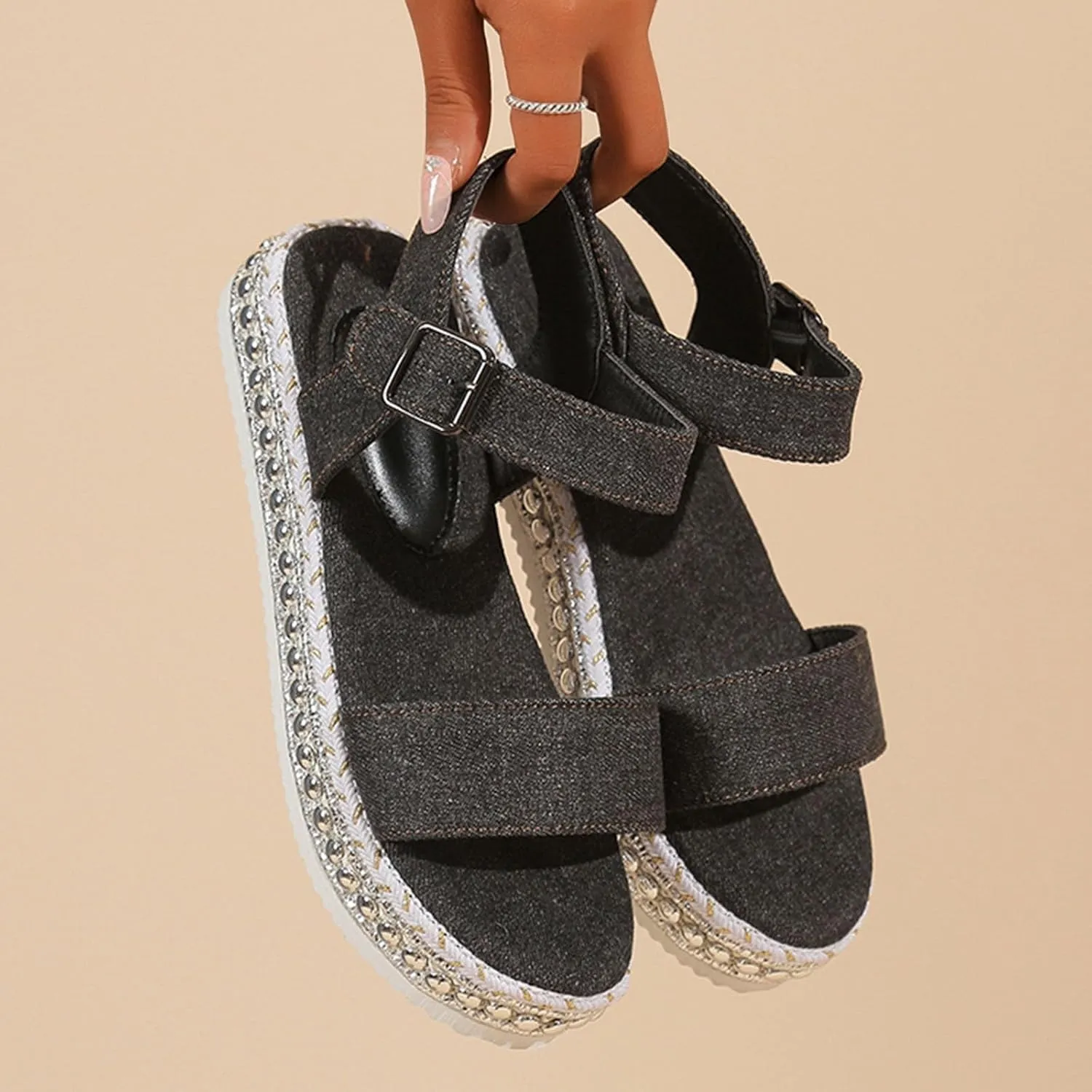 Women's Platform Wedge Sandals Ankle Strap Heel Sandal Open Toe Womens Casual Slip on Summer Wedge Sandals