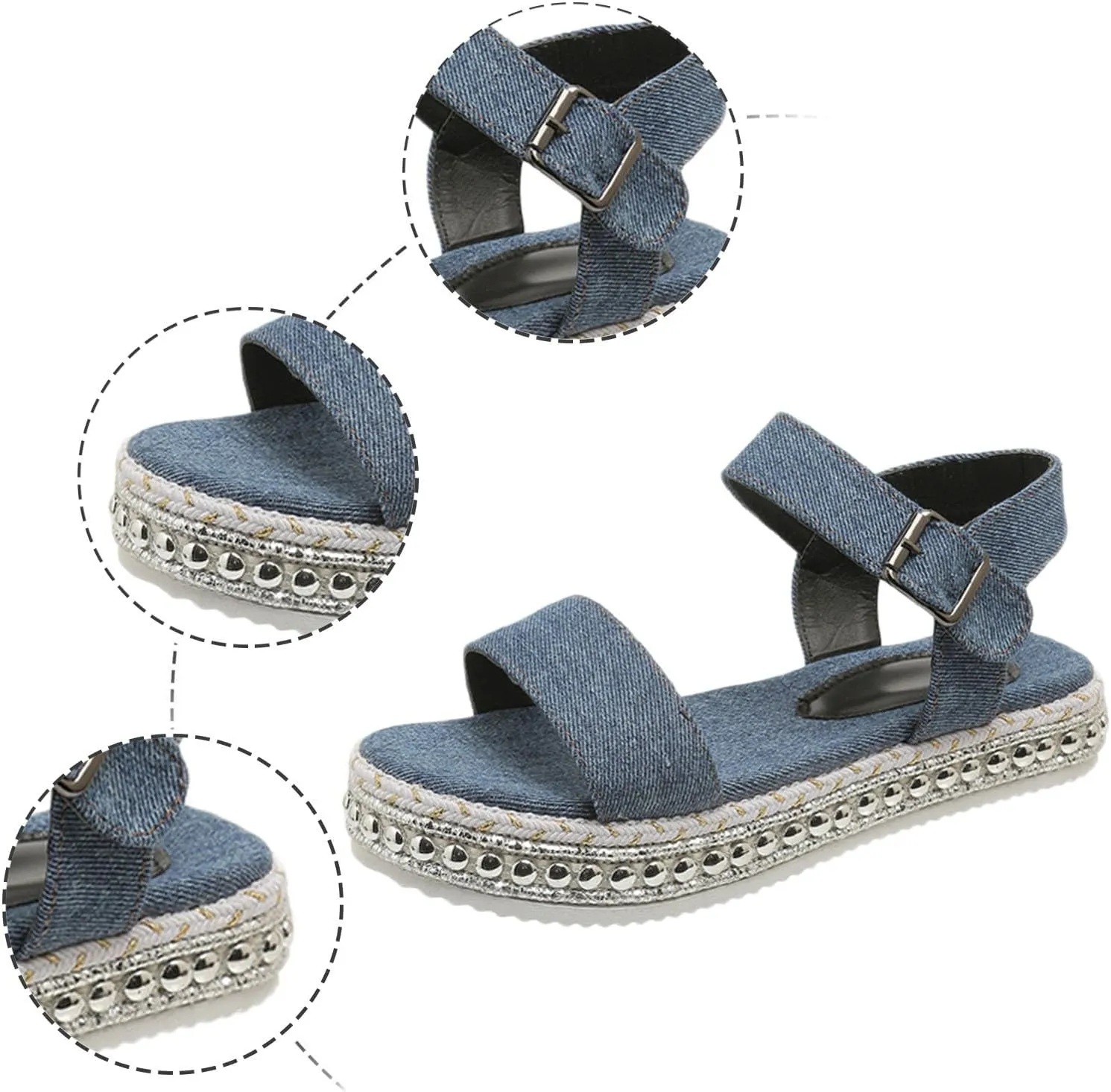 Women's Platform Wedge Sandals Ankle Strap Heel Sandal Open Toe Womens Casual Slip on Summer Wedge Sandals