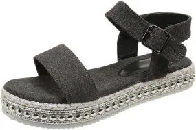 Women's Platform Wedge Sandals Ankle Strap Heel Sandal Open Toe Womens Casual Slip on Summer Wedge Sandals