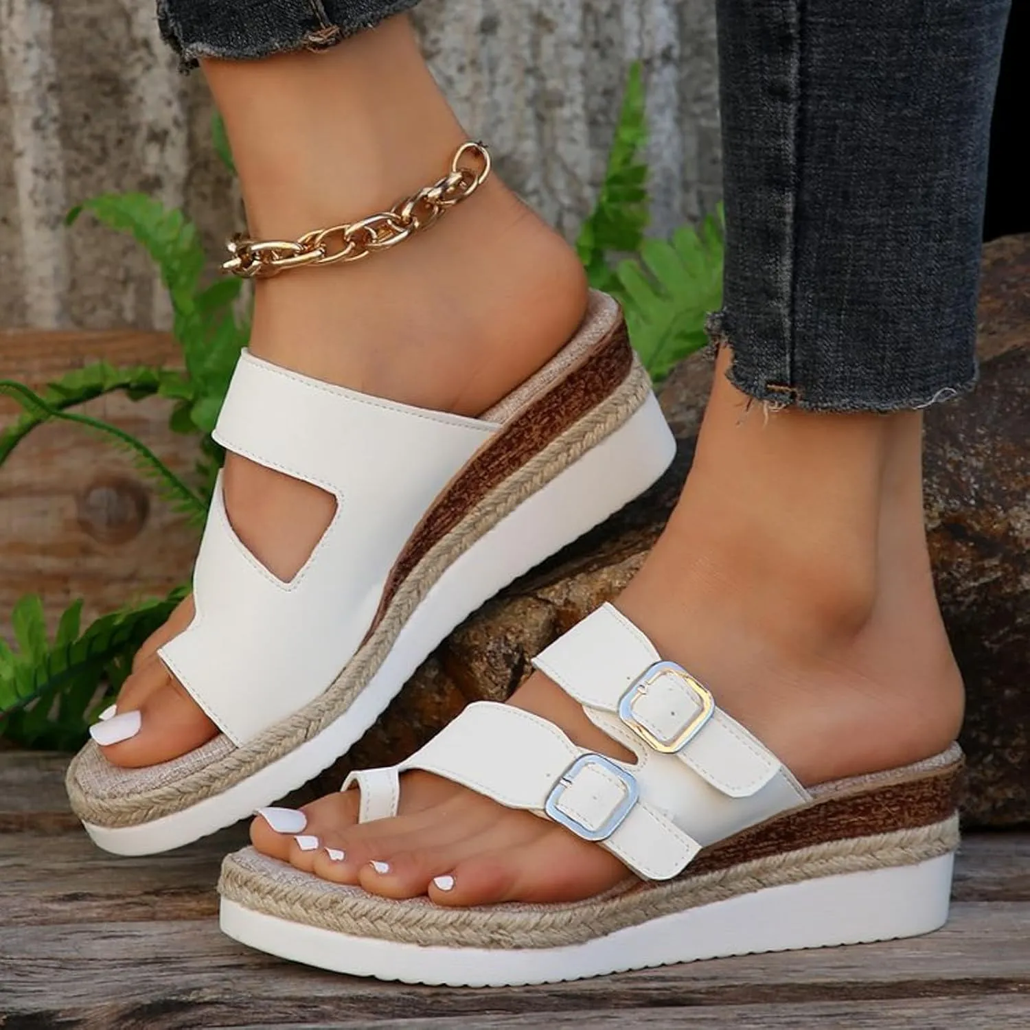 Women's Platform Wedge Sandals Elastic Ankle Strap Wedges Sandals Women's Classic Wedge Heels Sandals