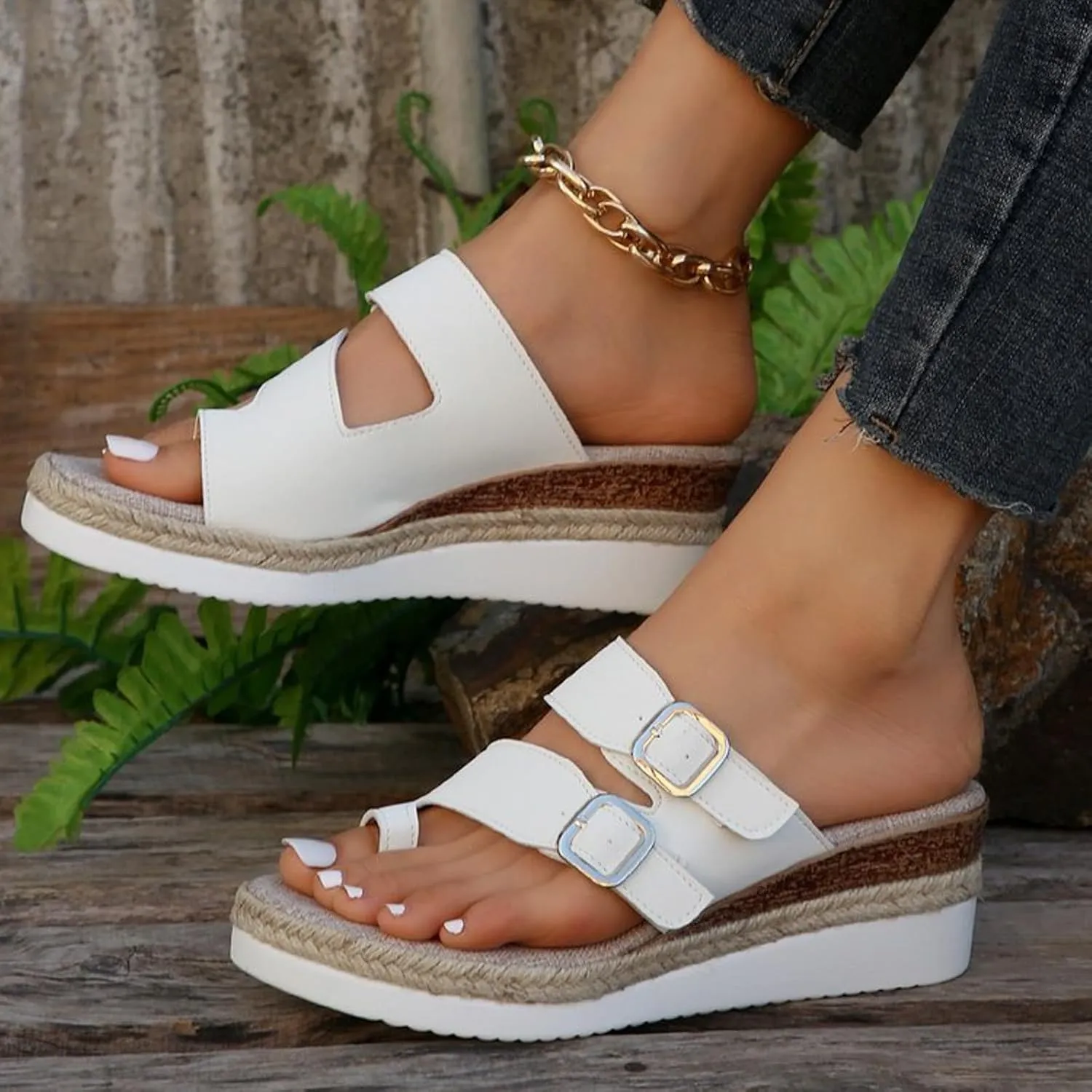 Women's Platform Wedge Sandals Elastic Ankle Strap Wedges Sandals Women's Classic Wedge Heels Sandals