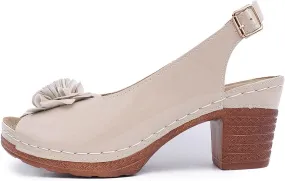 Women's Platform Wedge Sandals Elegant Chunky Heel Sandals Open Toe Mid Heel Platform Shoes Comfortable Slip On Shoes Dressy Office Party Sandal with Adjustable Buckle Strap