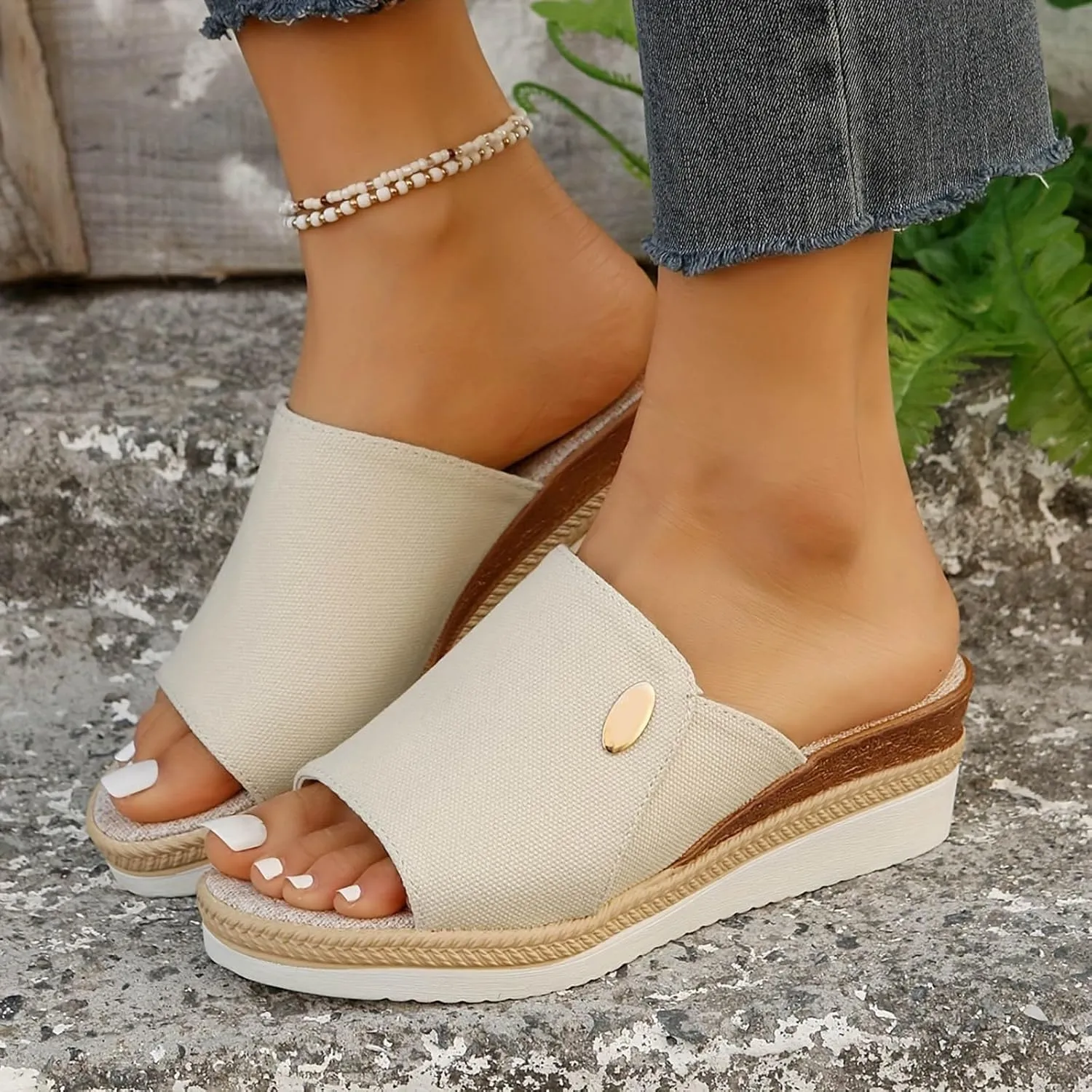 Women's Platform Wedge Sandals Leather Platform Sandals Women's Casual Platform Open Toe Wedge Sandal