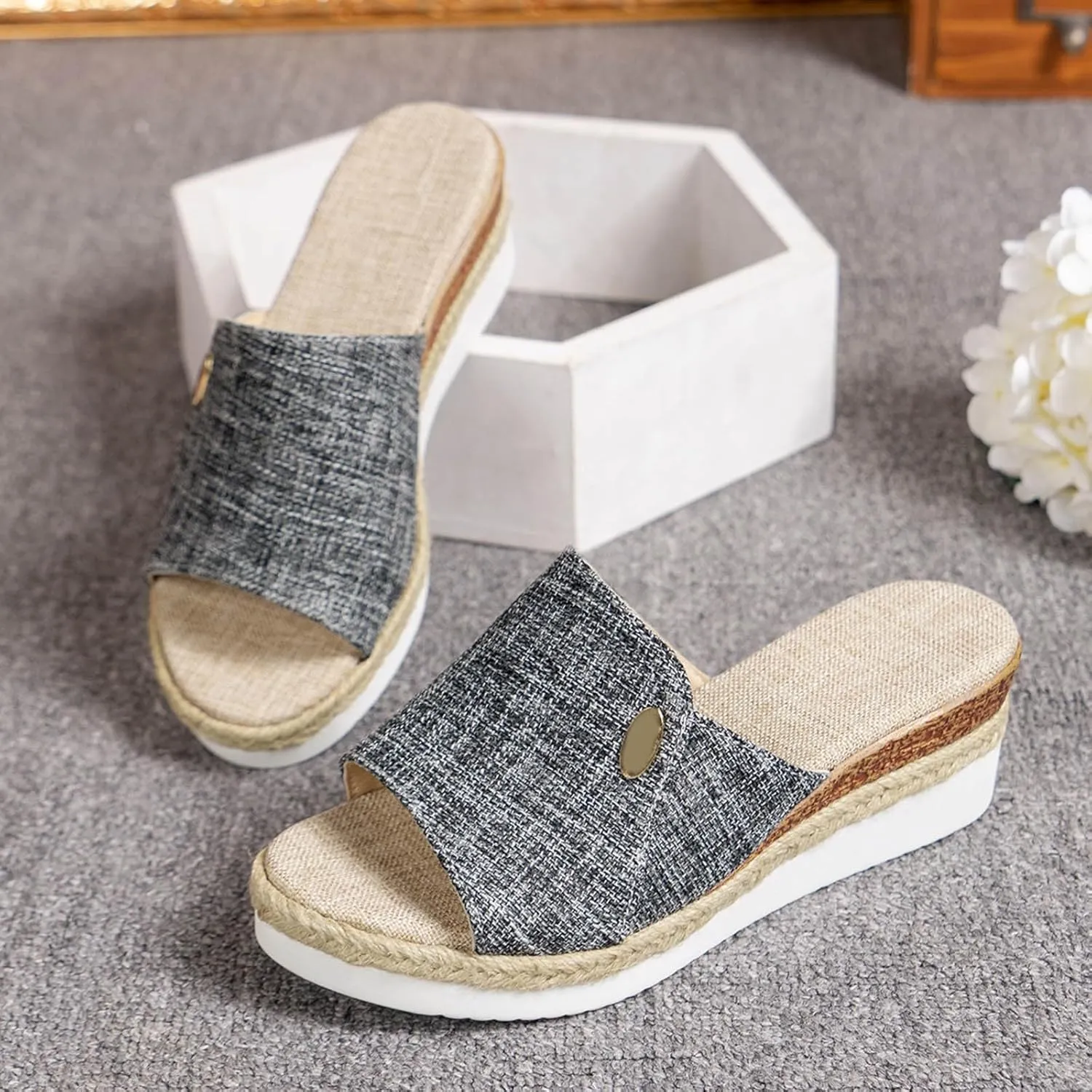 Women's Platform Wedge Sandals Leather Platform Sandals Women's Casual Platform Open Toe Wedge Sandal