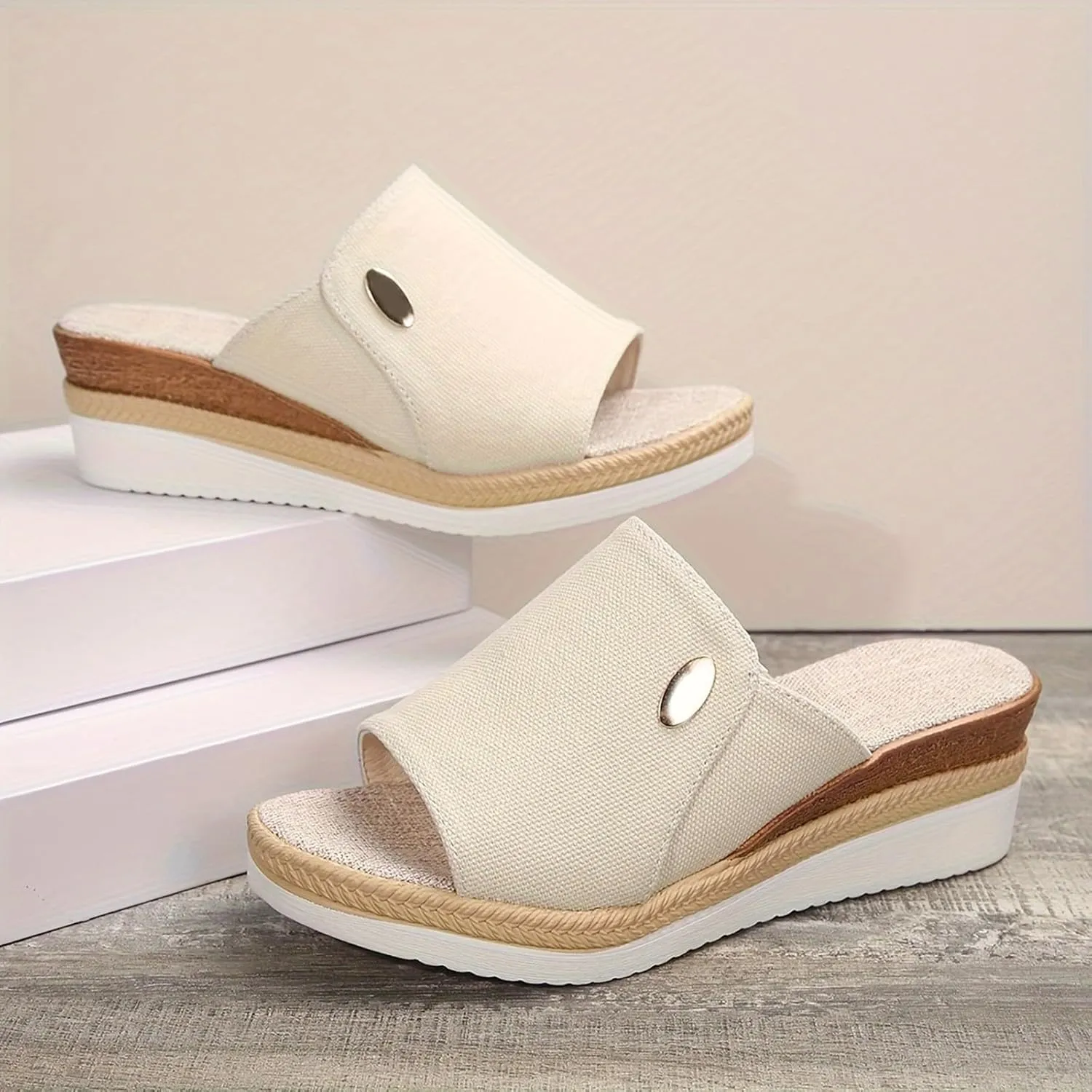 Women's Platform Wedge Sandals Leather Platform Sandals Women's Casual Platform Open Toe Wedge Sandal