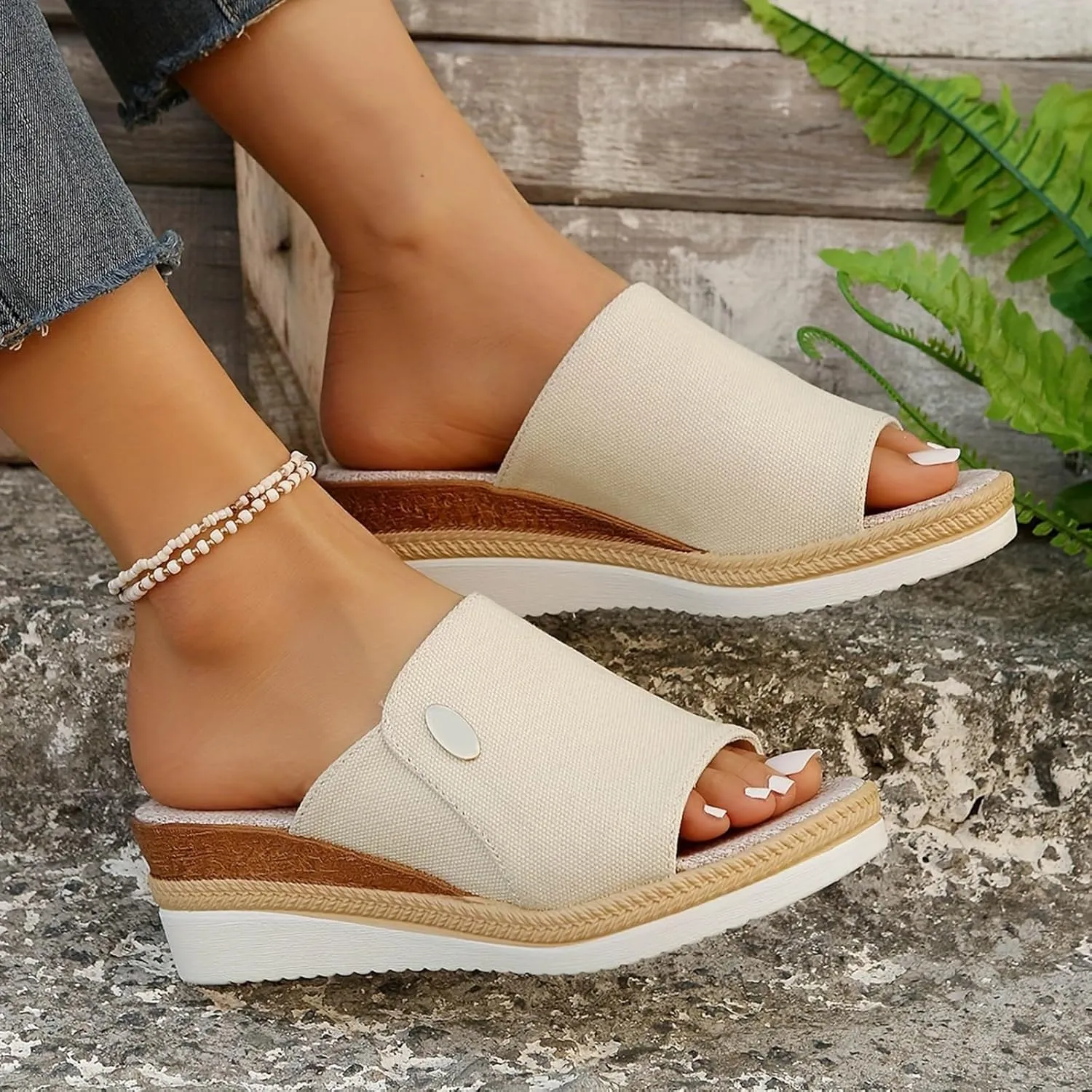 Women's Platform Wedge Sandals Leather Platform Sandals Women's Casual Platform Open Toe Wedge Sandal