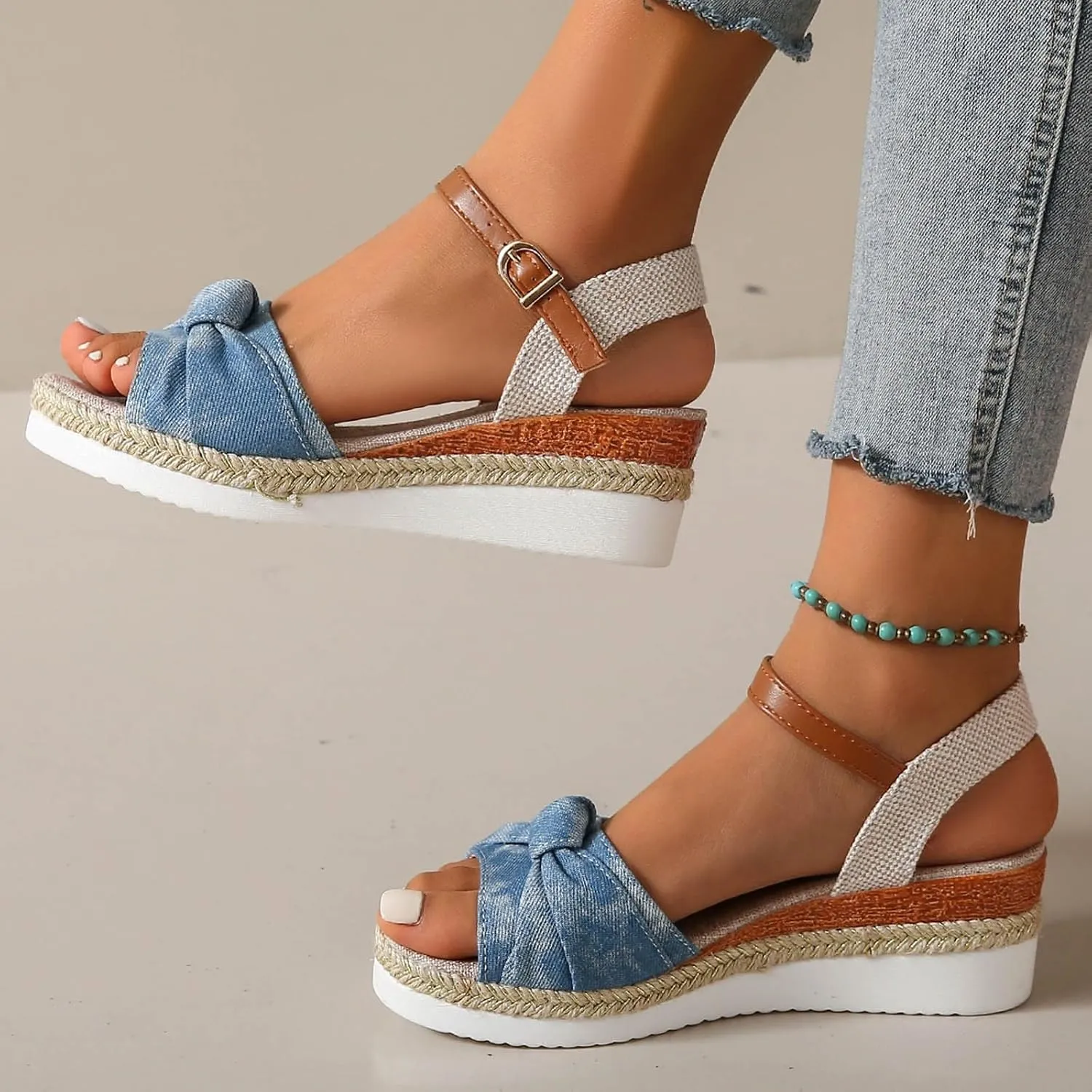 Women's Platform Wedge Sandals Open Toe Buckle Ankle Strap Women's Platform Sandals Wedge Open Toe Sandals