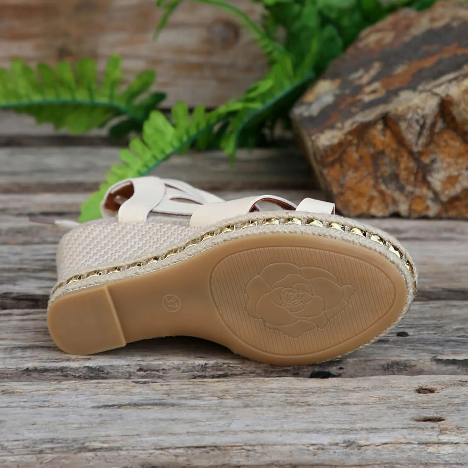 Women's Platform Wedge Sandals Women's Casual Summer Women Wedge Heels Shoes Elastic Ankle Strap Open Toe Flower Shoes