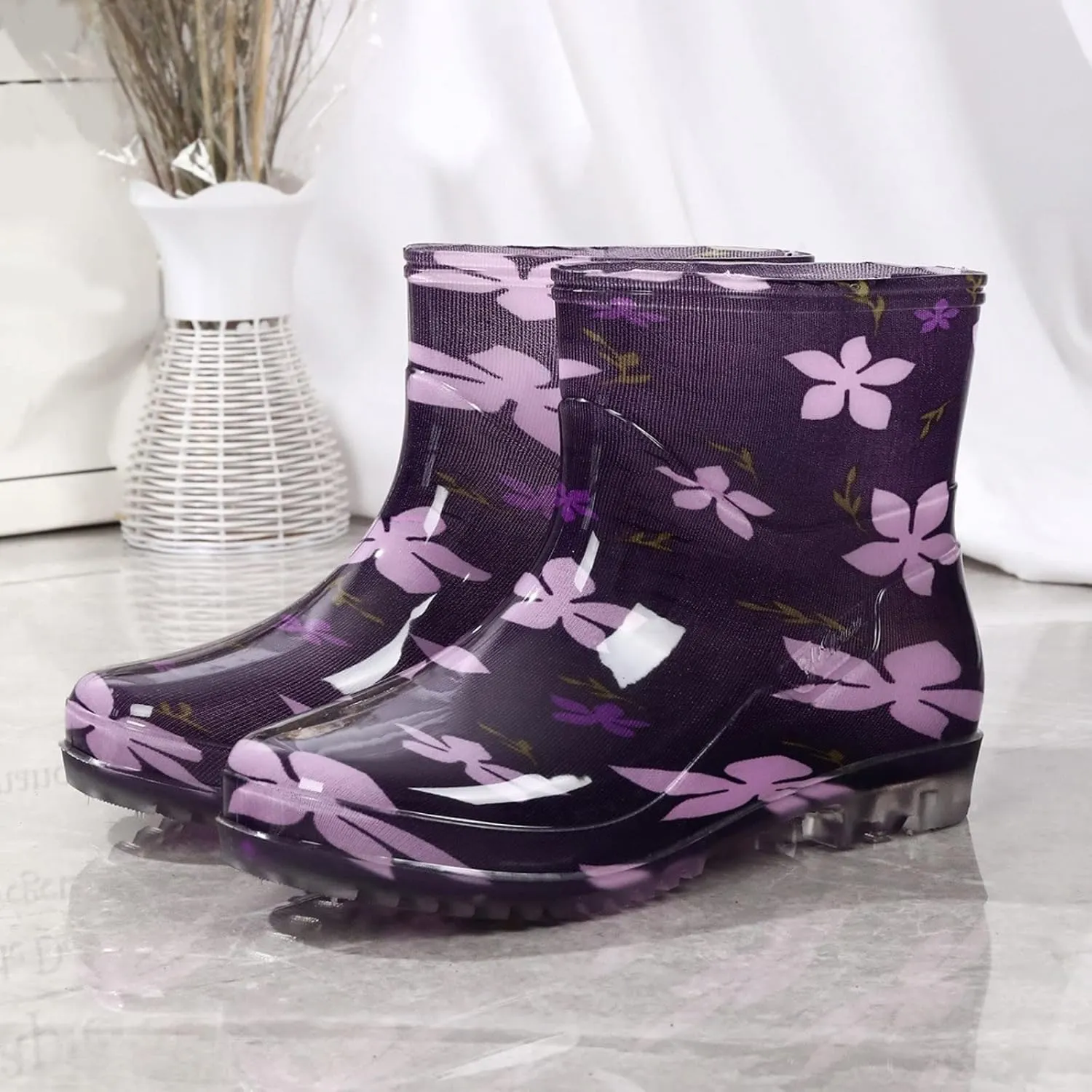 Women's Rain Boots - Waterproof, Mid Calf, Lightweight, Cute Booties - One Size (US 8)