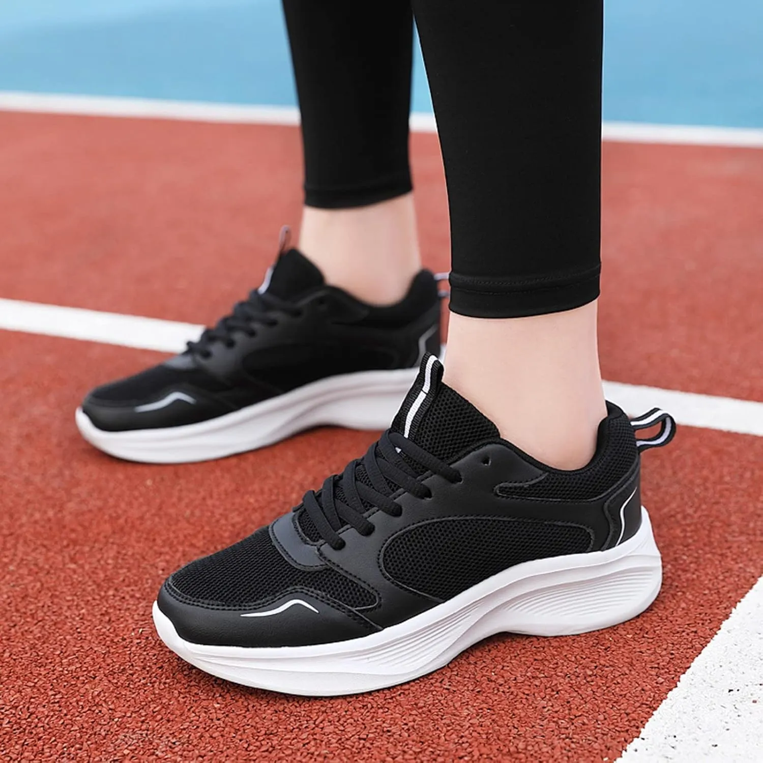 Womens Running Shoes Women Fashion Breathable Comfortable Athletic Sneakers Non Slip Lace Up Tennis Shoes