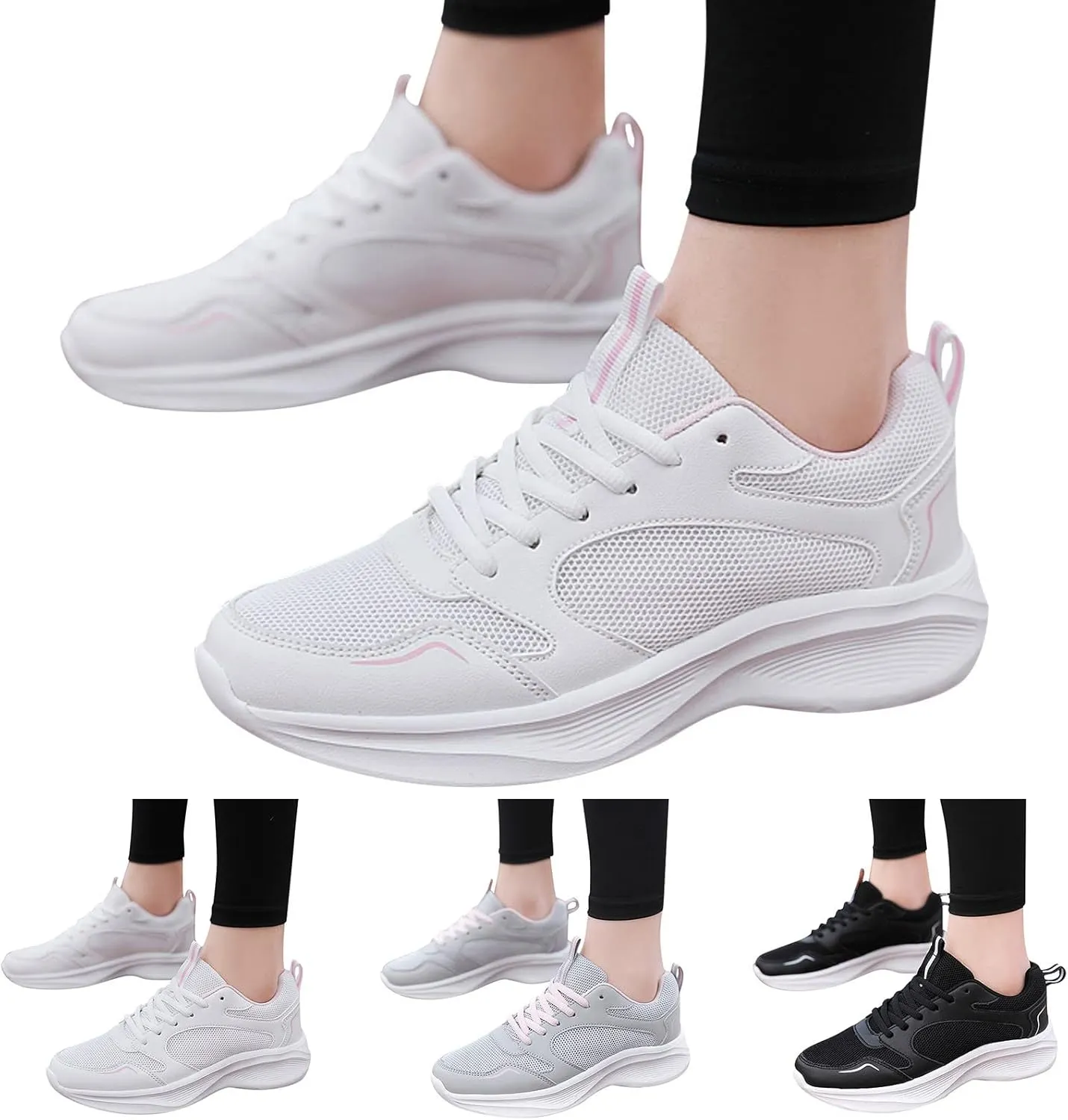 Womens Running Shoes Women Fashion Breathable Comfortable Athletic Sneakers Non Slip Lace Up Tennis Shoes