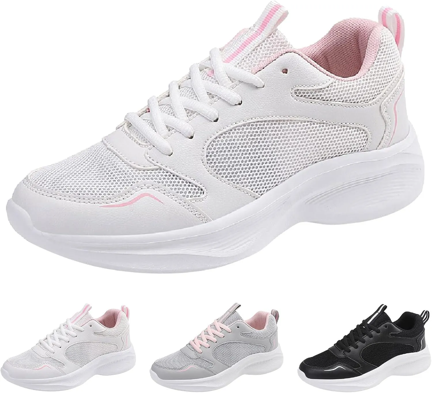 Womens Running Shoes Women Fashion Breathable Comfortable Athletic Sneakers Non Slip Lace Up Tennis Shoes