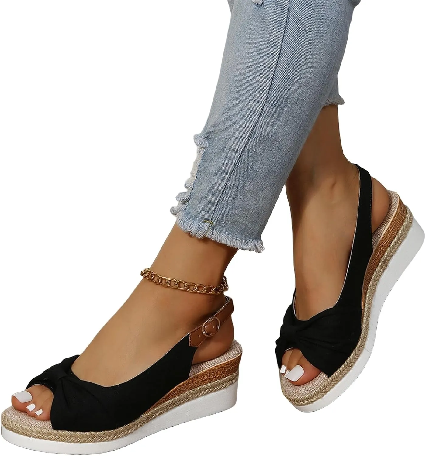 Women's Sandals 2025 Orthopedic Open Toe Sandals with Arch Support Wedge Heel Adjustable Ankle Strap, Breathable Platform Sole for All-Day Comfort Summer Beach Casual Walking Dressy Occasions 2025