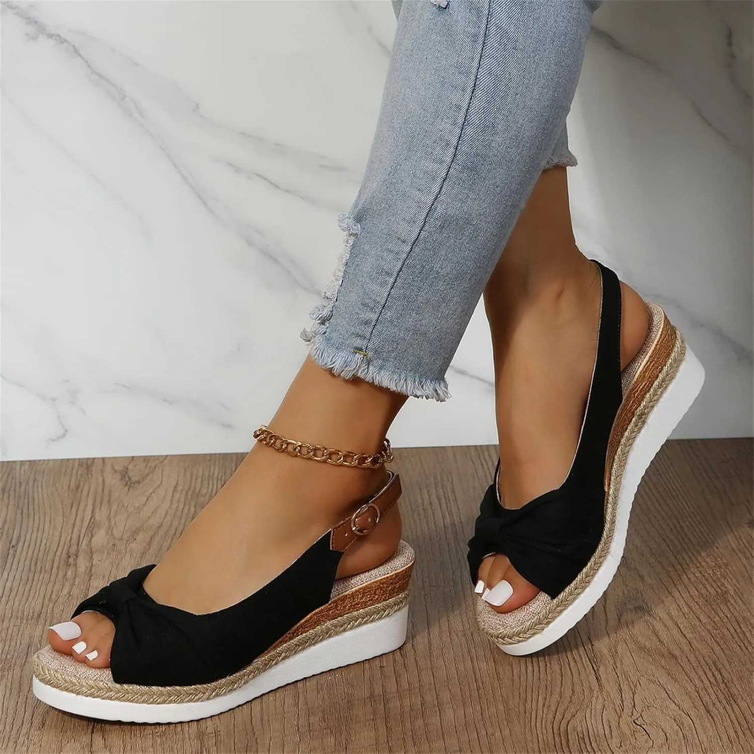 Women's Sandals 2025 Orthopedic Open Toe Sandals with Arch Support Wedge Heel Adjustable Ankle Strap, Breathable Platform Sole for All-Day Comfort Summer Beach Casual Walking Dressy Occasions 2025