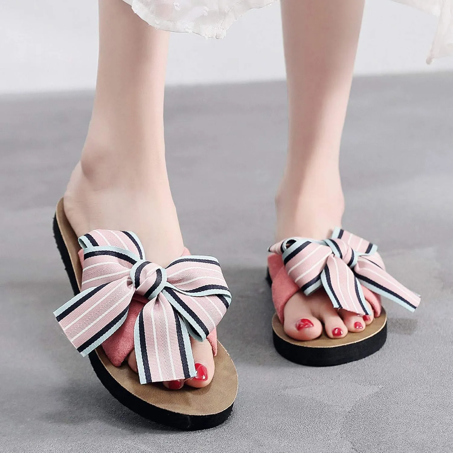 Women's Sandals Breathable Flip-Flops Shoes Bowknot Sandals Women Flat Home Beach Slipper Women's slipper