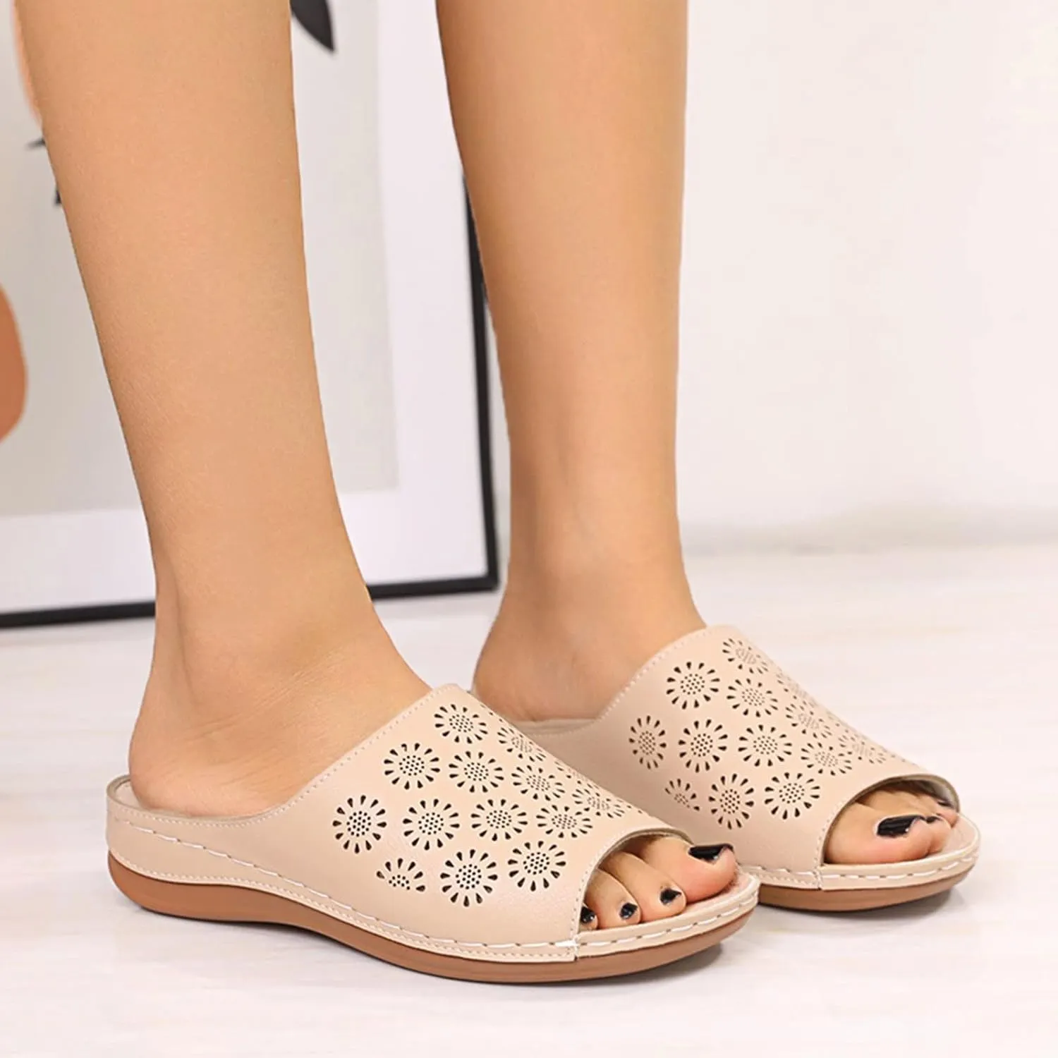 Women's Sandals Dressy Summer Flat Spring Sandals Fashion Slippers Ladies Roman And Hollow Women's