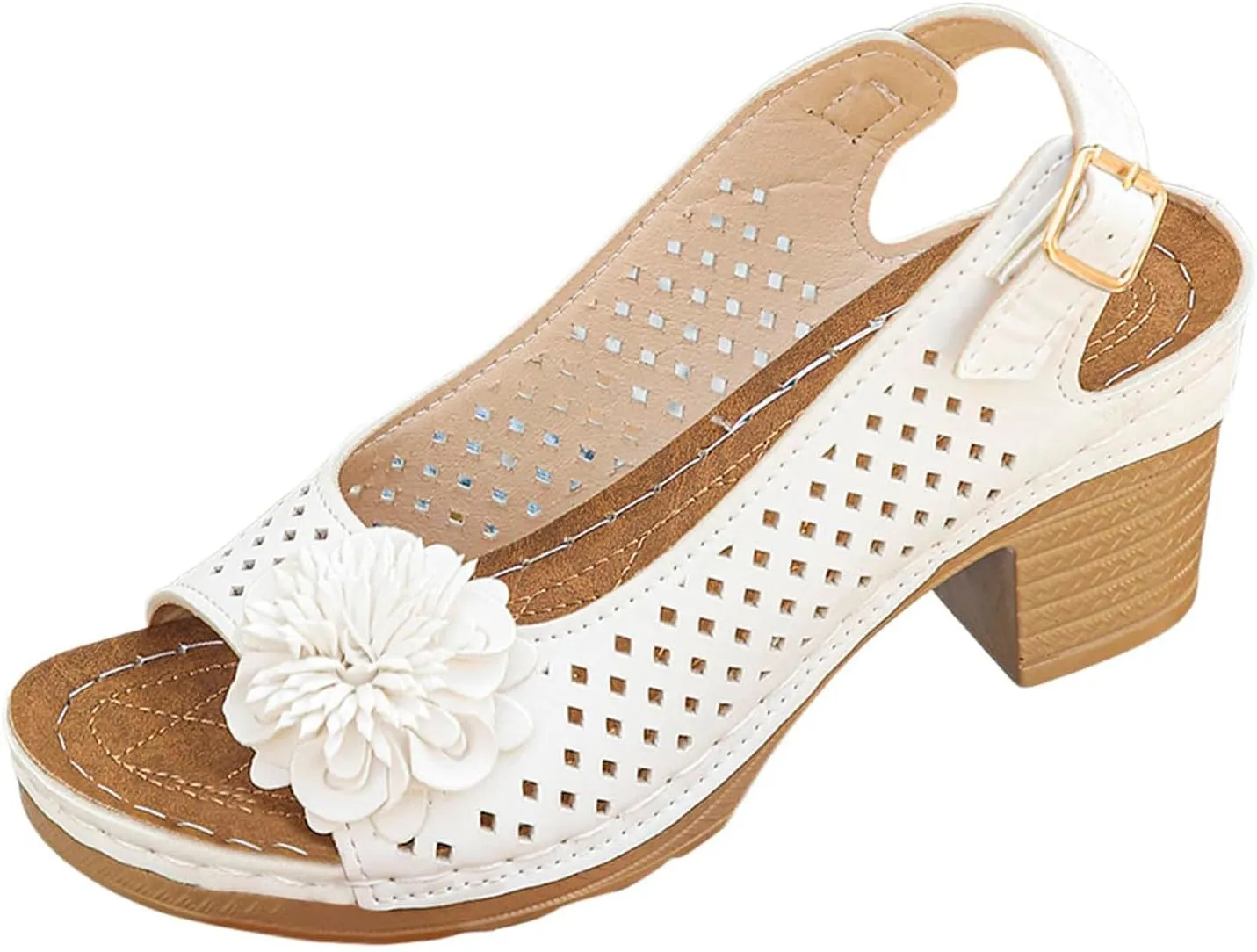 Women's Sandals High Block Heels Open Toe Ankle Buckle Sandals Peep Toe Sandal Hollow Out Platform Wedge Sandal Dressy Wedding Dance Shoes 2025