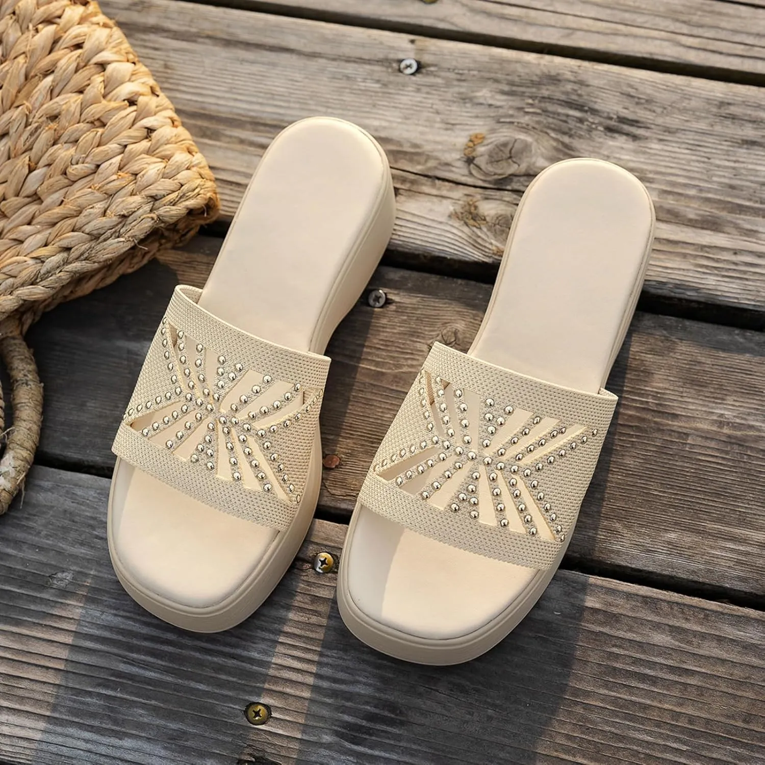Womens Sandals Platform Wedge Sandal Slip On Open Toe High Heel Sandals Summer Casual Dressy Shoes Fashion Sandal
