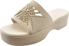 Womens Sandals Platform Wedge Sandal Slip On Open Toe High Heel Sandals Summer Casual Dressy Shoes Fashion Sandal