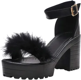 Women's Sandals Women's Lace Up Heeled Sandals Block Heels for Women Women's Chunky Low Heels Open Toe Sandals
