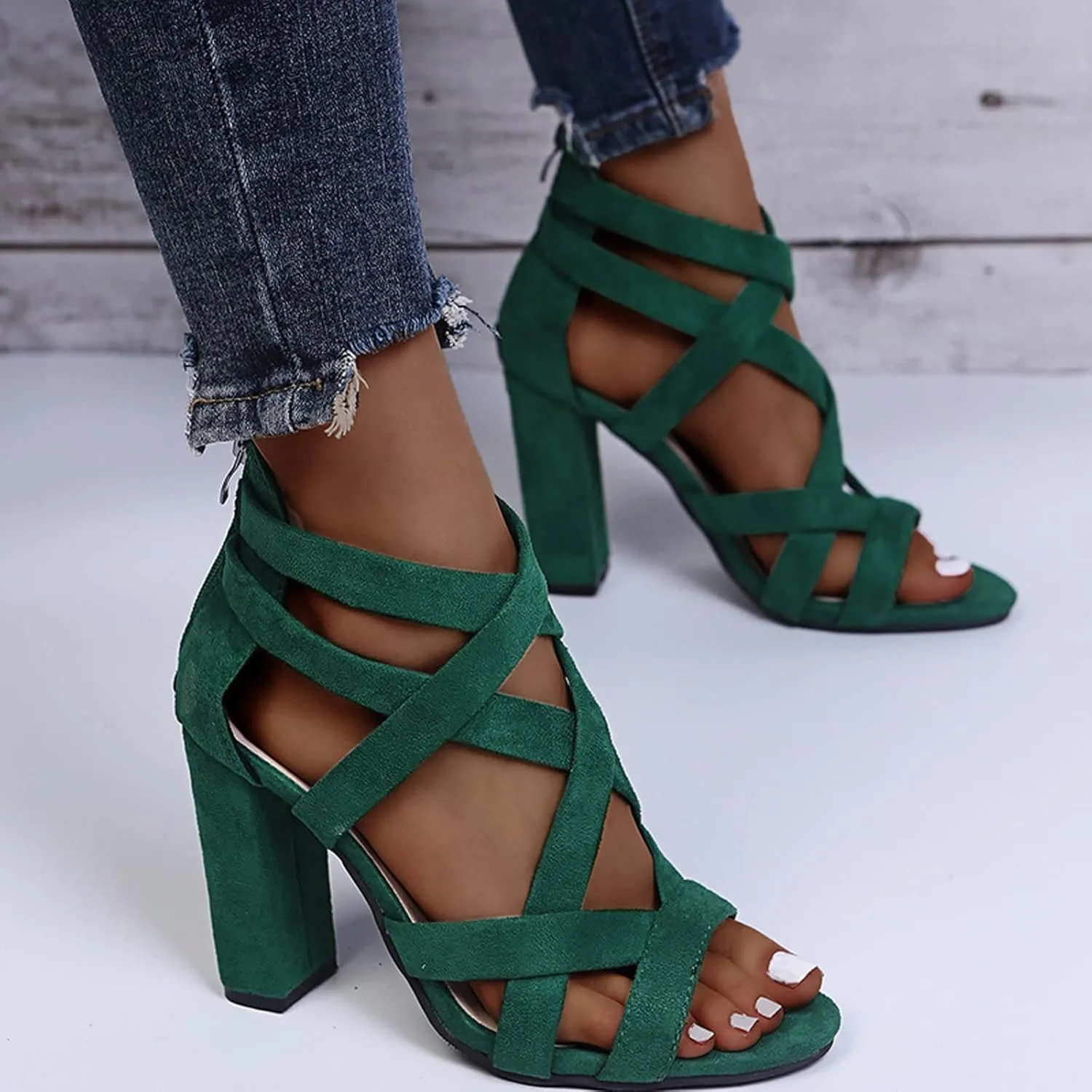 Women's Sandals Women's Open Toe Heeled Sandals Women's Dress Shoes Ankle Strap High Heel Sandals for Women