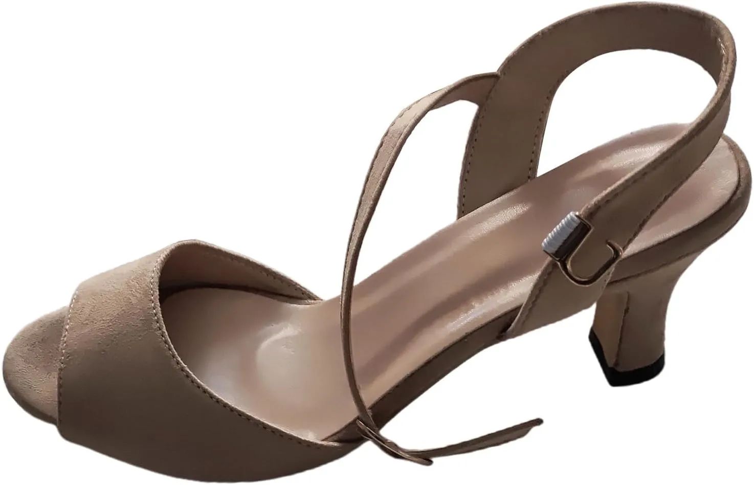 Womens Slingback Heels Sandals Square Open Toe Strappy Ankle Strap High Heeled Dressy Women's Block Chunky Low Sandal Comfortable Summer Adjustable Slippers Slip on Casual Sexy Beach Wedding Shoes