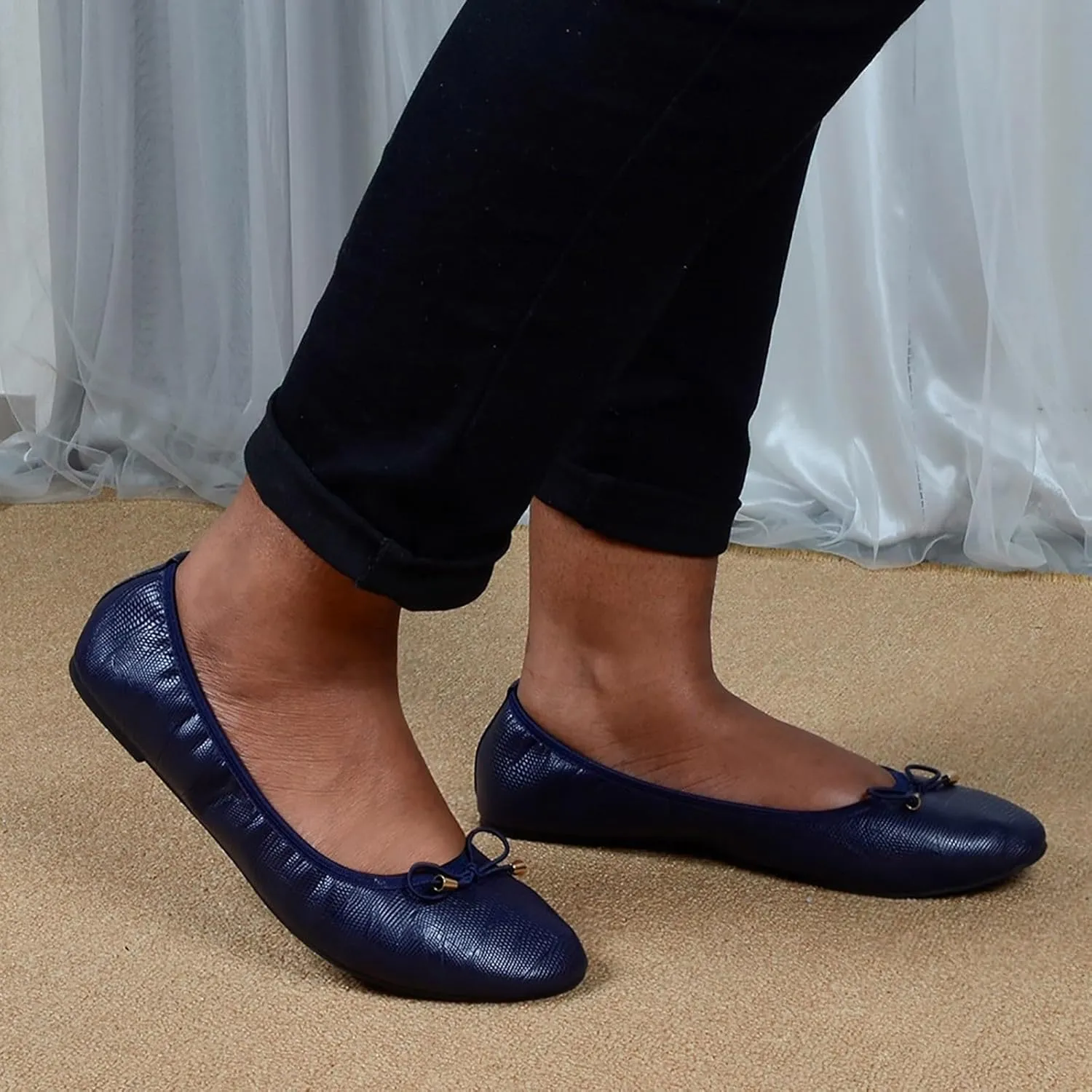 Women's Slip On Ballet Flat Women's Fashion Bow Casual Ballet Pointed Toe Shoes Work Shoes Pointed Toe Flats Knit