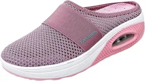 Womens Slip On Clogs and Mules Diabetic Air-Cushion Slip-On Walking Shoes Breathable Slippers Closed Toe Slides Orthopedic Diabetic Shoes with Arch-Support