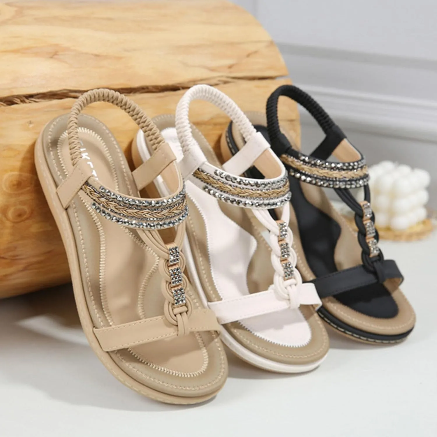 Women's Slip On Flat Sandals Women Shoes With Comfortable And Cushioned Insoles Summer Casual Beach Sandals Women