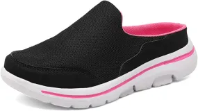Women's Slip On Mules Casual Clog Comfort Slip-On Walking Mules Breathable Mesh Walking Mules Sneakers Open Back Slip On Shoes Breathable Slippers Closed Toe Slides