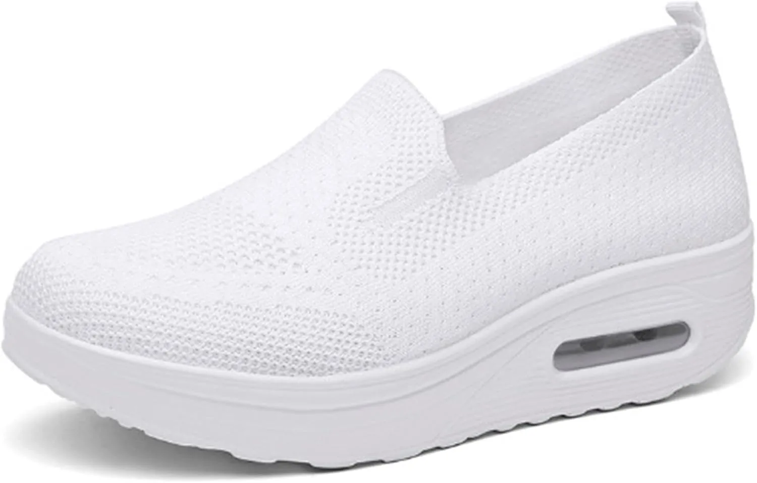 Womens Slip On Sneakers Breathable Mesh Knitted Woven Low Top Walking Shoes Fashion Comfortable Orthopedic Sneakers Casual Lightweight Wide Width Arch Support Non-Slip Shoes