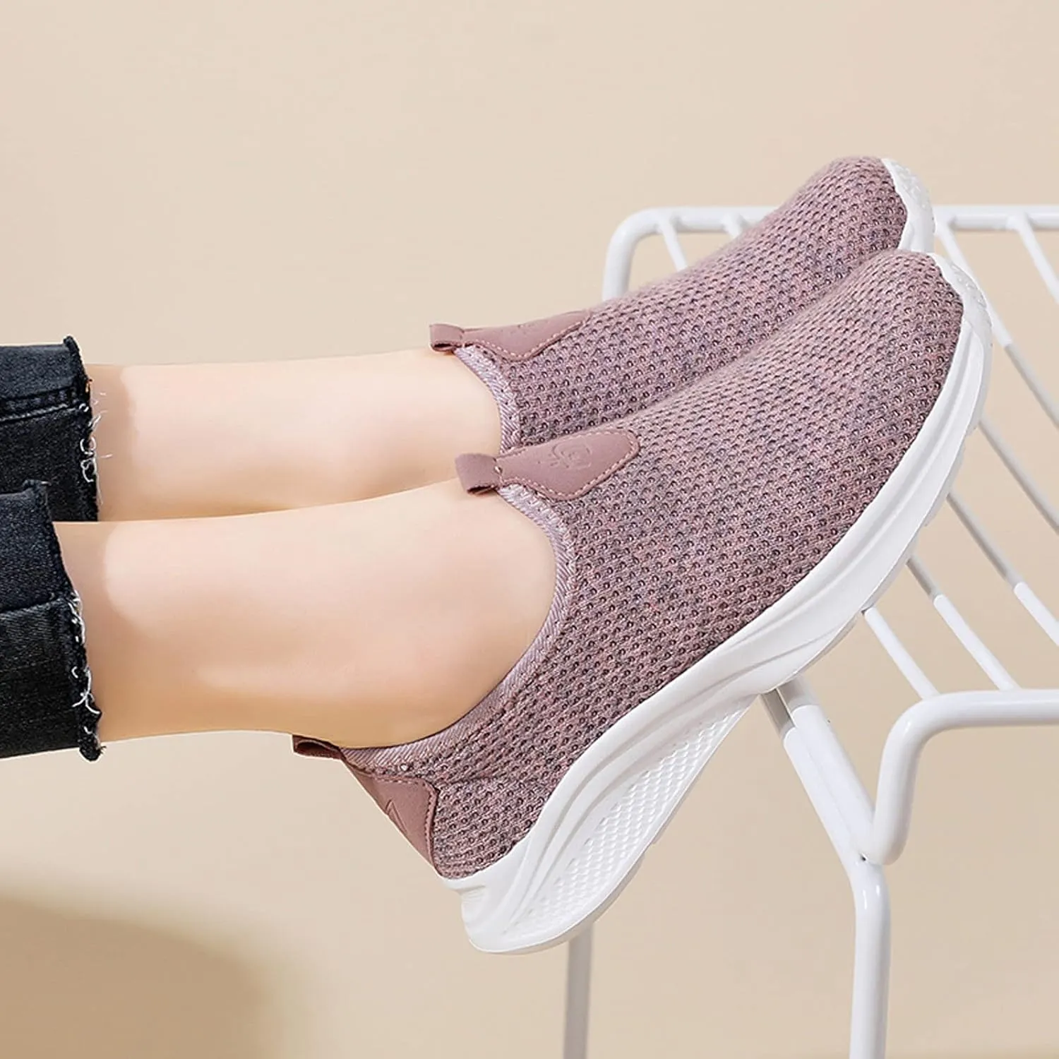 Women's Slip on Walking Shoes Tennis Lightweight Gym Non Slip Work Shoes Women Flat Feet Men's Casual Dress Shoes Waterproof Sneakers Red Tennis Shoe Cross Trainer Shoe