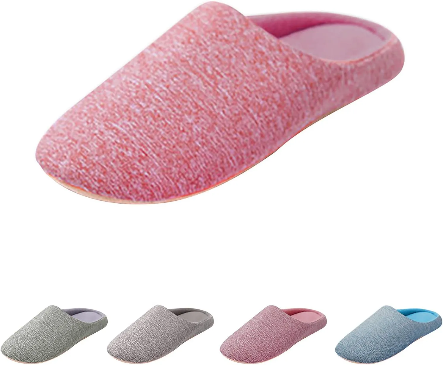 Womens Slippers Slip on Fuzzy House Slippers Solid Color Soft Unisex Slippers Cozy Fashion Indoor Slippers