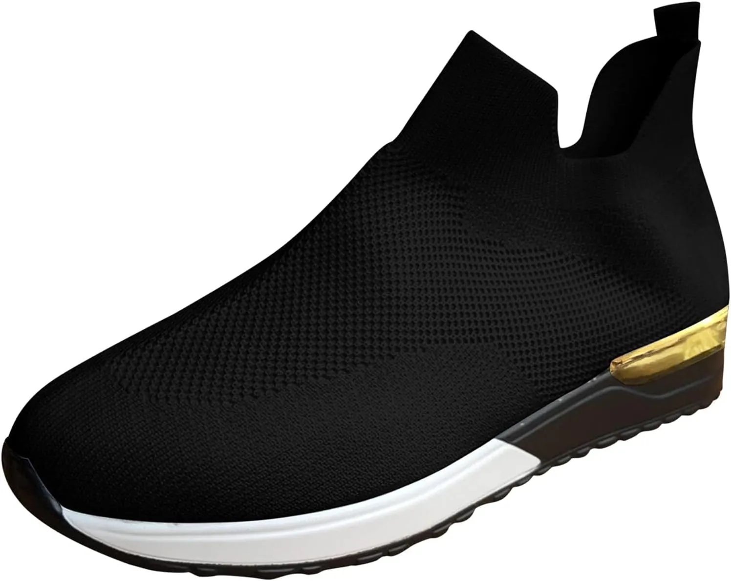 Womens Sneakers Non Slip Work Shoes Women Lightweight Breathable Knit Mesh Sock Flats Fashion Non Slip Workout Shoes for Hike Walk Yoga Dance Outdoors Black