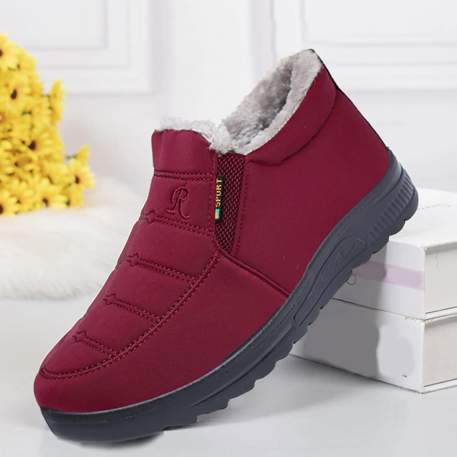 Womens Snow Boots Winter Booties for Women Warm Ankle Booties Waterproof Comfortable Slip On Outdoor Boots Fur Lined Lining Winter Shoes for Women Anti-Slip Shoes Platform Boots Sneakers