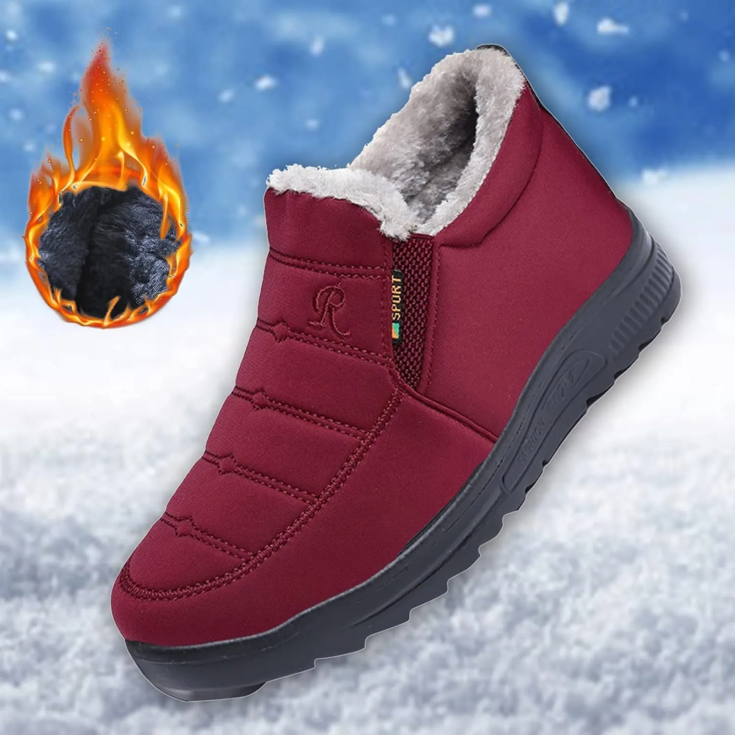 Womens Snow Boots Winter Booties for Women Warm Ankle Booties Waterproof Comfortable Slip On Outdoor Boots Fur Lined Lining Winter Shoes for Women Anti-Slip Shoes Platform Boots Sneakers