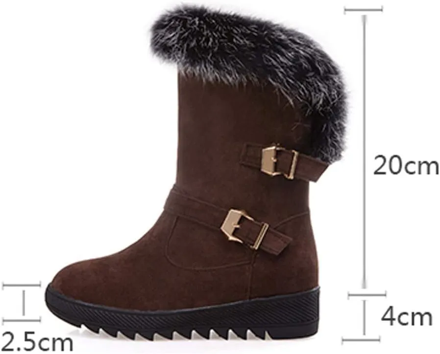 Women's Snow Boots,WUAI Winter Shoes Warm Fur Lining Waterproof Mid Calf Lightweight Snow Booties