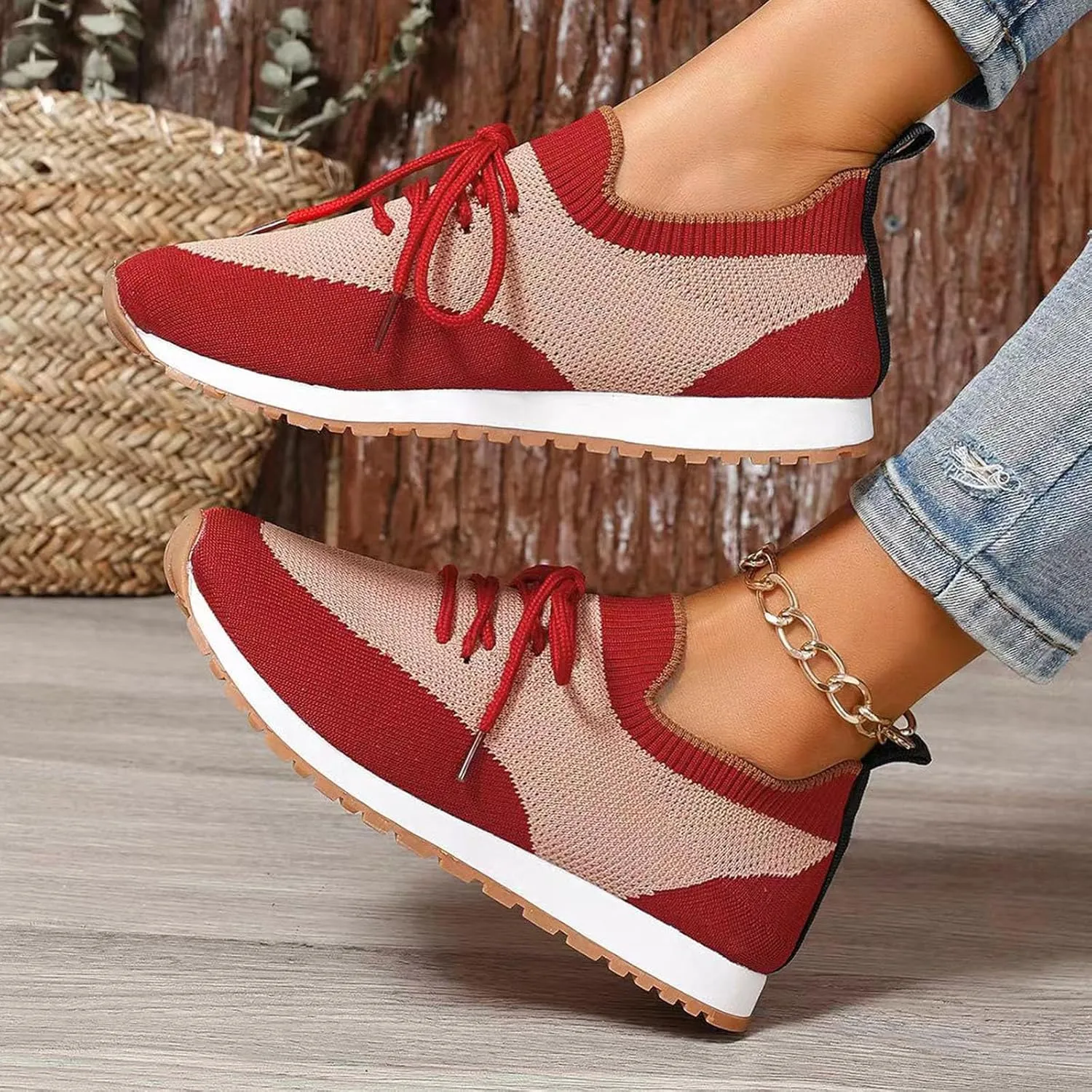 Women's Soft Sole Cushion Sneakers Non Slip Workout Fashion Tennis Running Sneakers Arch Support Walking Shoe