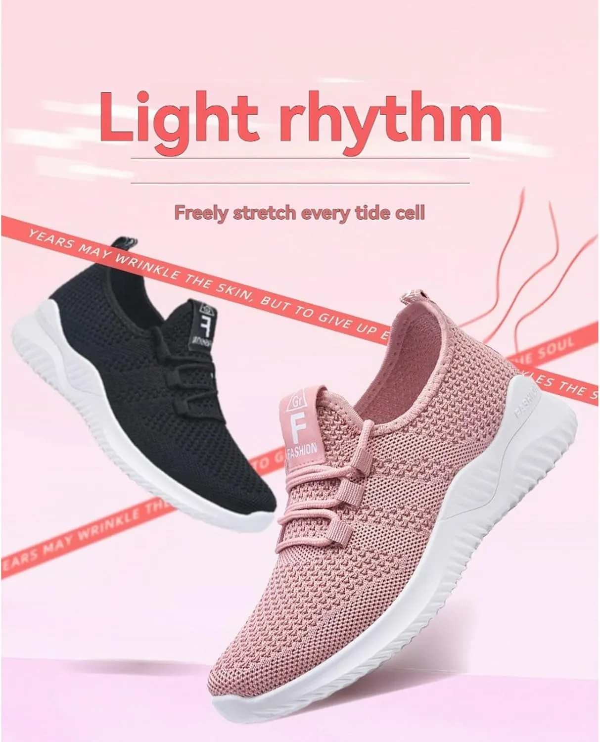 Womens Walking Shoes Lightweight Running Shoes Wide Toe Box Sneaker Arch Support Athletic Slip On Mesh Workout Casual Sports Shoe Tennis Sneakers Breathable & Comfortable