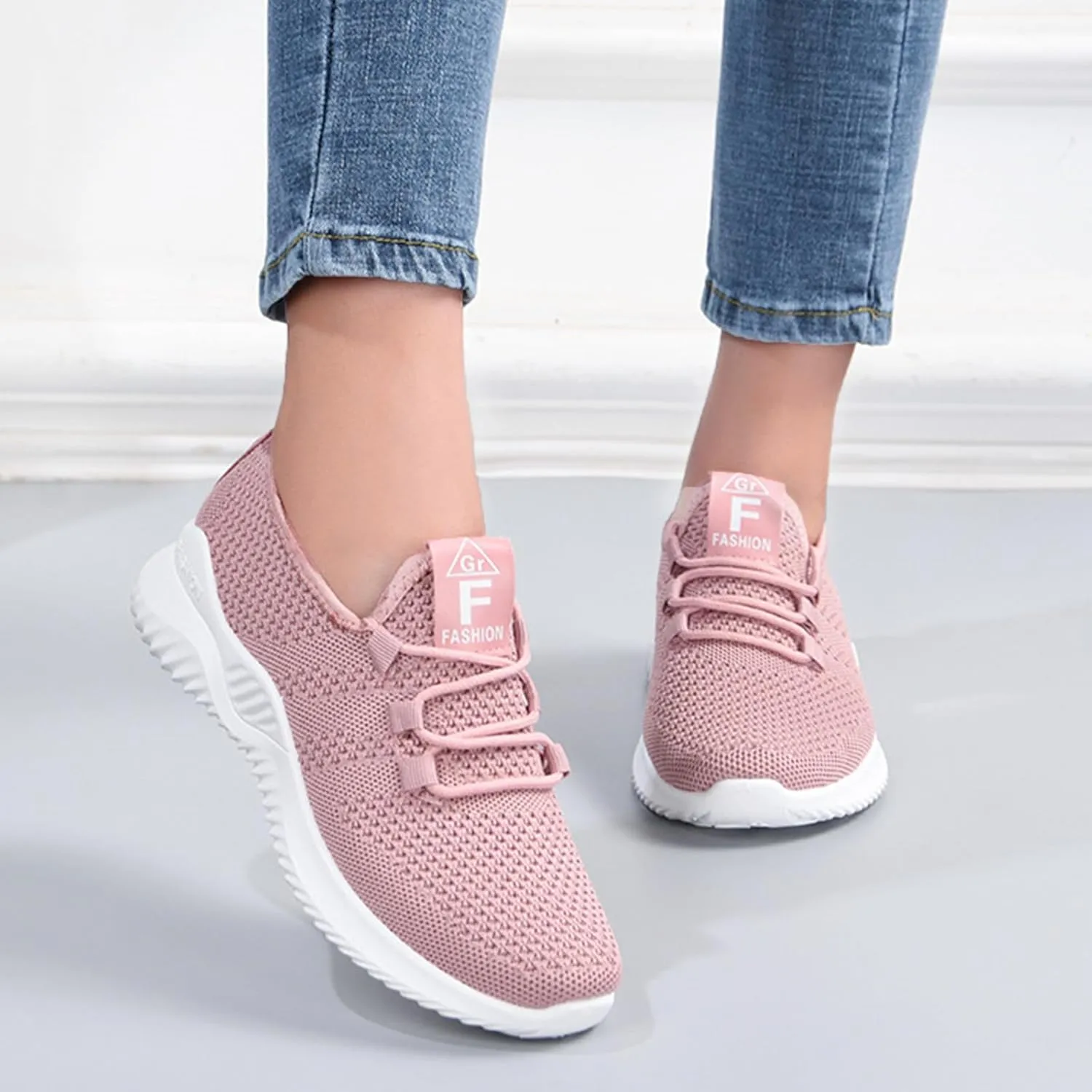 Womens Walking Shoes Lightweight Running Shoes Wide Toe Box Sneaker Arch Support Athletic Slip On Mesh Workout Casual Sports Shoe Tennis Sneakers Breathable & Comfortable