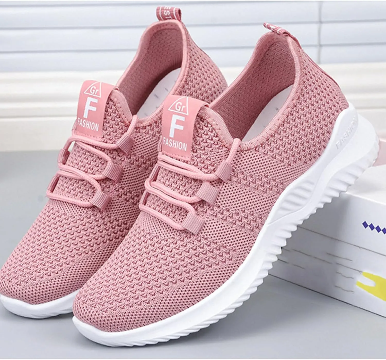 Womens Walking Shoes Lightweight Running Shoes Wide Toe Box Sneaker Arch Support Athletic Slip On Mesh Workout Casual Sports Shoe Tennis Sneakers Breathable & Comfortable