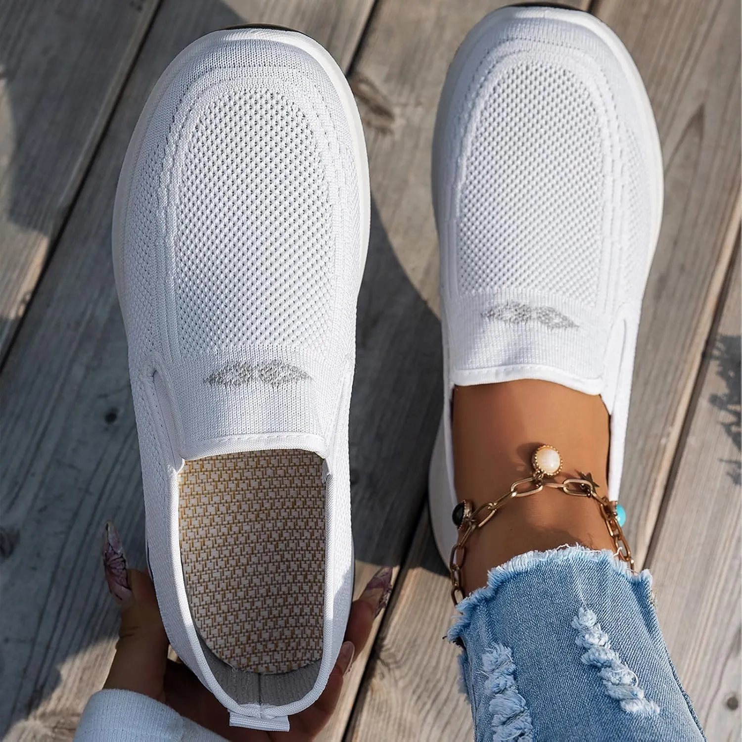 Women's Walking Shoes Slip On Comfort Orthopedic Breathable Go Walking Mesh Athletic Running Sneakers Shoes