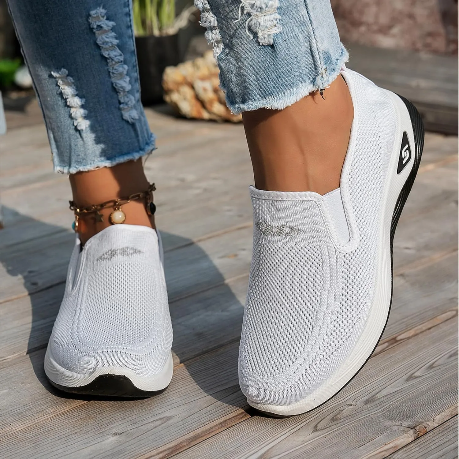 Women's Walking Shoes Slip On Comfort Orthopedic Breathable Go Walking Mesh Athletic Running Sneakers Shoes