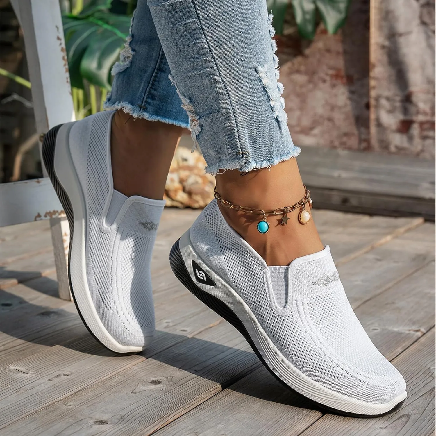 Women's Walking Shoes Slip On Comfort Orthopedic Breathable Go Walking Mesh Athletic Running Sneakers Shoes