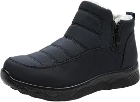 Womens Waterproof Snow Boots, Winter Snow Boots Lightweight Warm Faux Fur Lined Mid-Calf Booties Anti-Slip Cold Weather Comfortable Furry Mid Calf Warm Shoes