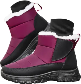 Womens Waterproof Snow Boots, Winter Snow Boots Lightweight Warm Faux Fur Lined Mid-Calf Booties Anti-Slip Cold Weather Comfortable Furry Mid Calf Warm Shoes