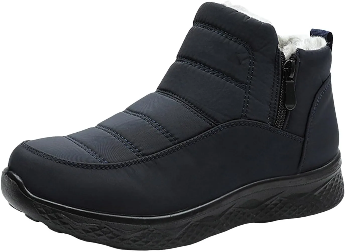 Womens Waterproof Snow Boots, Winter Snow Boots Lightweight Warm Faux Fur Lined Mid-Calf Booties Anti-Slip Cold Weather Comfortable Furry Mid Calf Warm Shoes