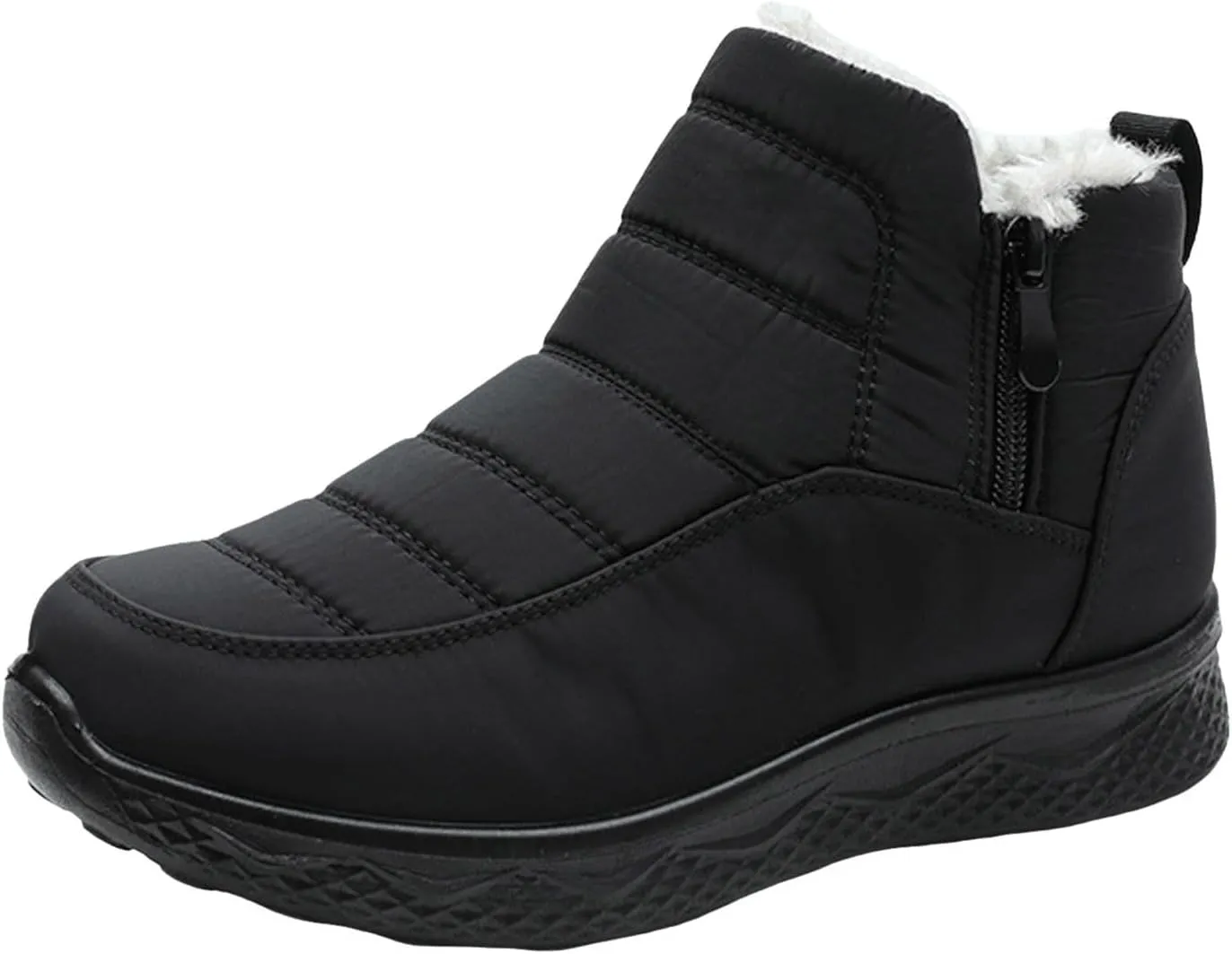 Womens Waterproof Snow Boots, Winter Snow Boots Lightweight Warm Faux Fur Lined Mid-Calf Booties Anti-Slip Cold Weather Comfortable Furry Mid Calf Warm Shoes
