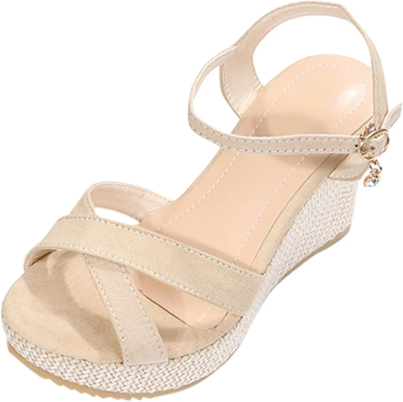Women's Wedge Heels Sandals Crisscross Strap Sandals Breathable Ankle Strap Sandals Slide Sandal for Women Open Toe